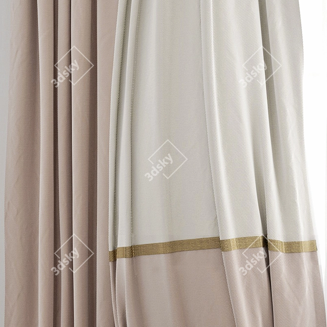 Elegant Wind Blowing Curtain 3D model image 3