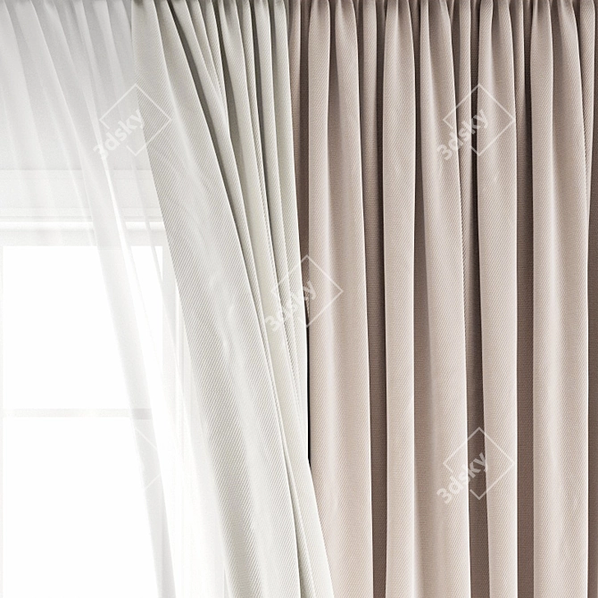 Elegant Wind Blowing Curtain 3D model image 5