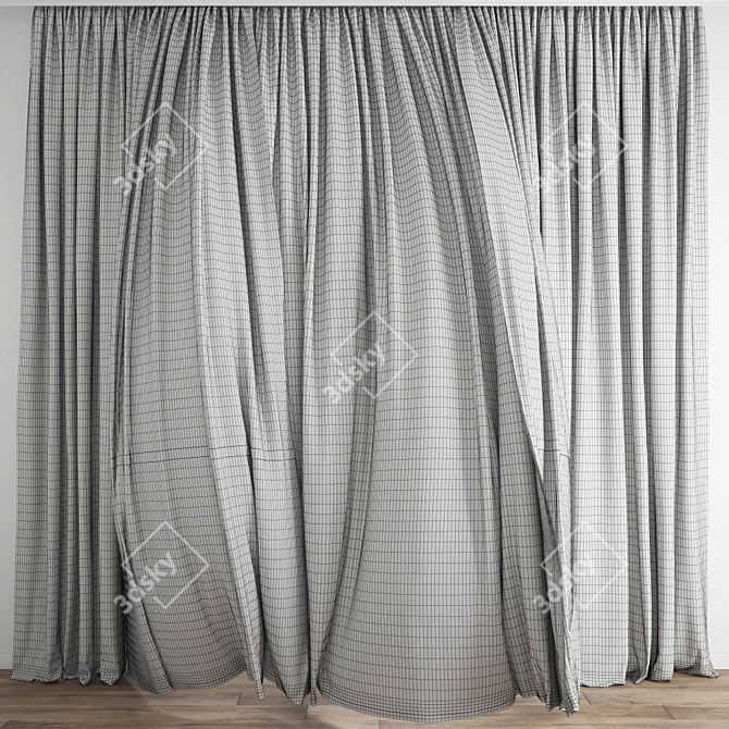 Elegant Wind Blowing Curtain 3D model image 6