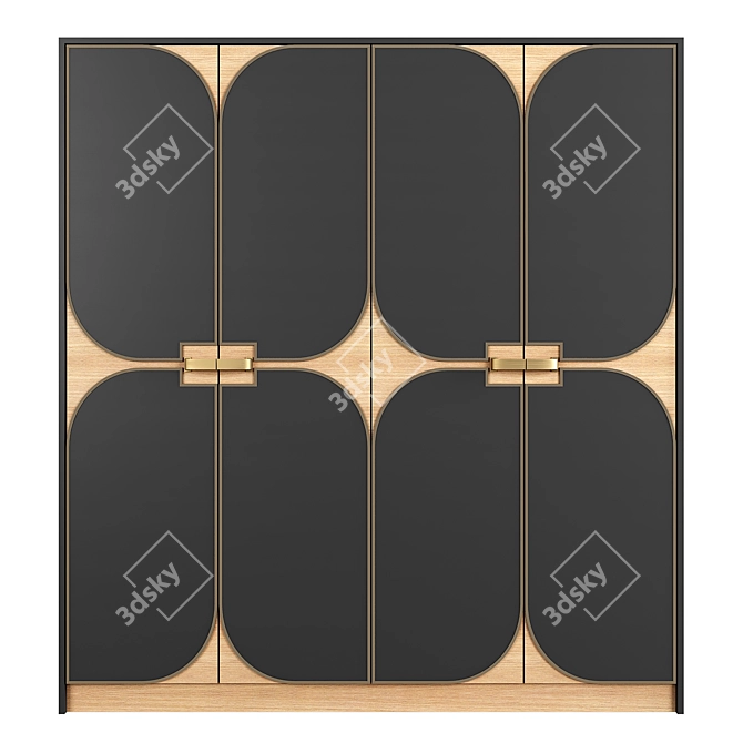 Elegant Woodgrain Wardrobe 3D model image 1