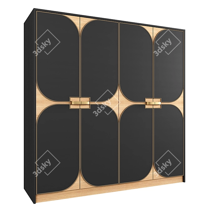 Elegant Woodgrain Wardrobe 3D model image 2