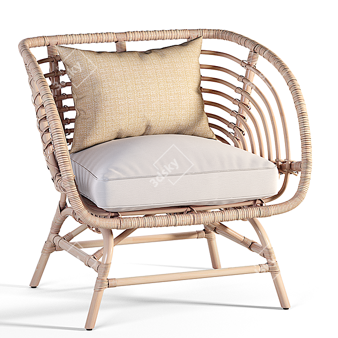 Natural Rattan Armchair: IKEA BUSKBO 3D model image 6