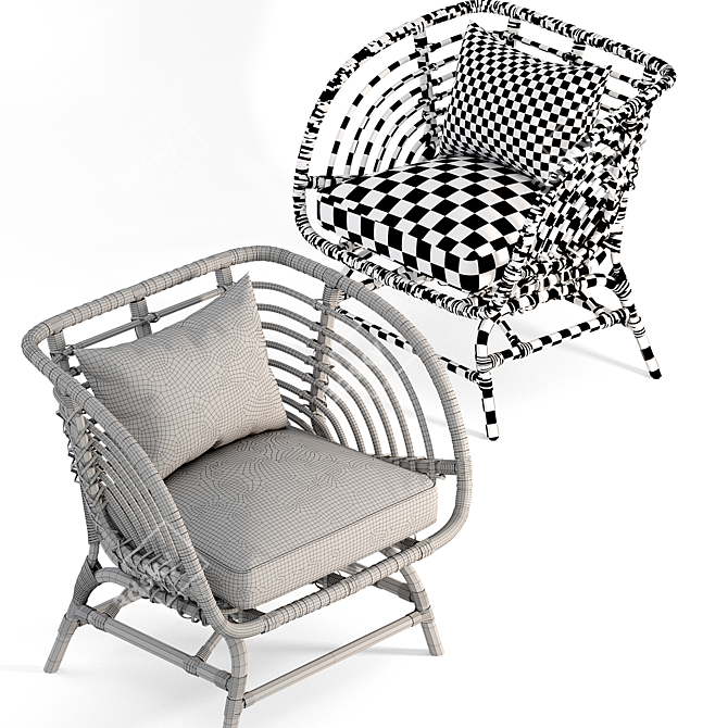 Natural Rattan Armchair: IKEA BUSKBO 3D model image 9