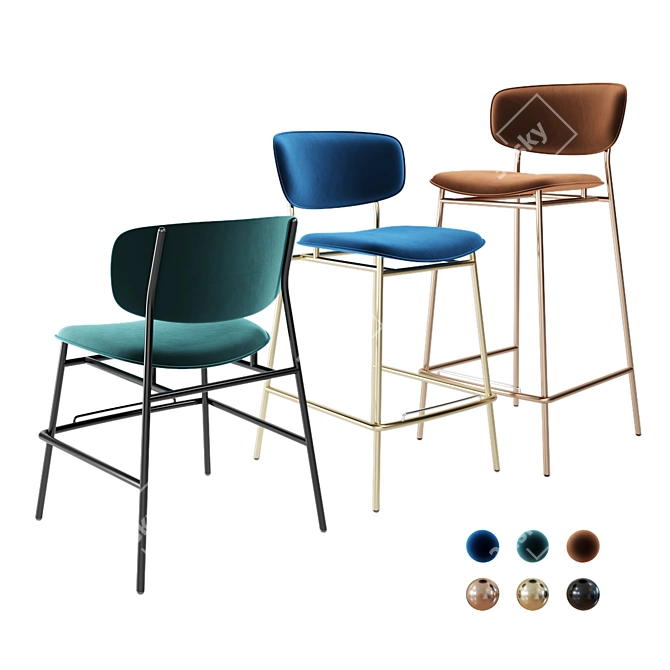 Title: Retro-inspired Calligaris Fifties Stool 3D model image 5