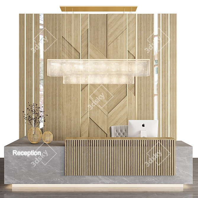 Sleek Modern Reception Desk 3D model image 1