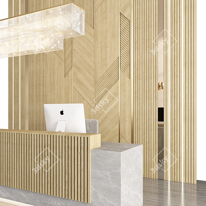 Sleek Modern Reception Desk 3D model image 3