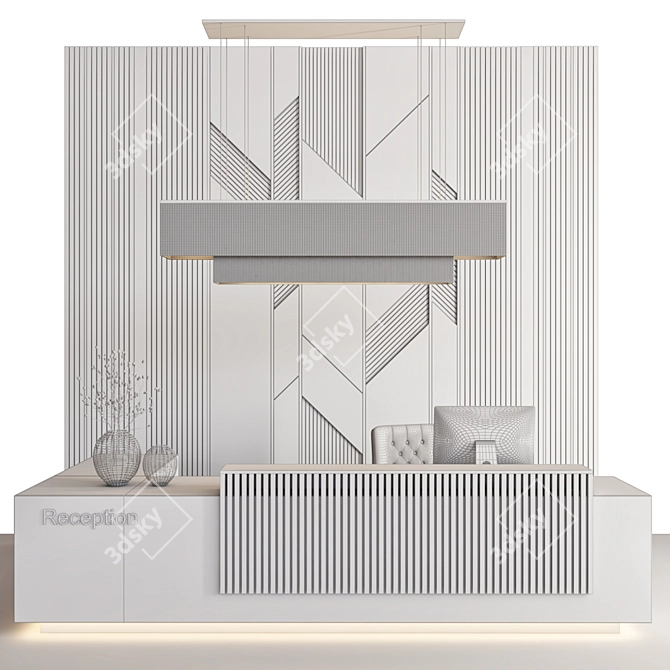 Sleek Modern Reception Desk 3D model image 4