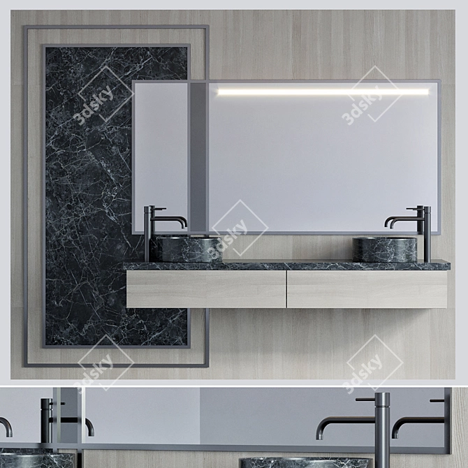 Modern Bathroom Furniture Set 3D model image 1