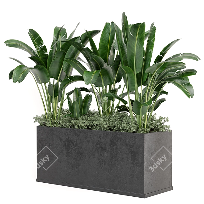 Concrete Pot Outdoor Plants Set 3D model image 1