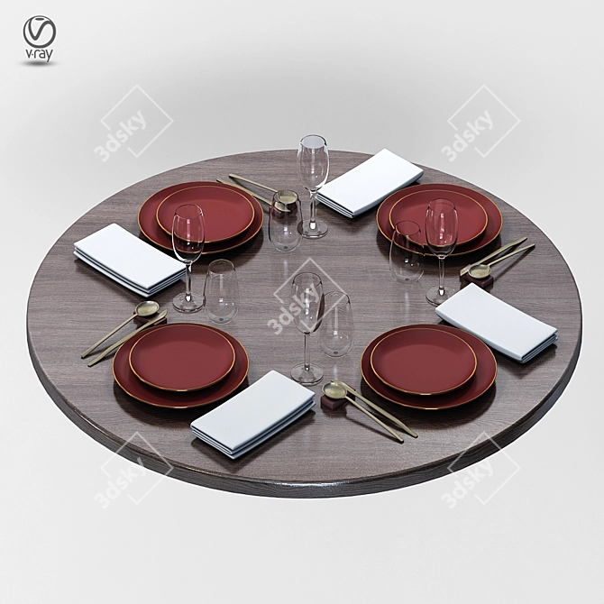 Elegant Table Setting Collection 3D model image 2