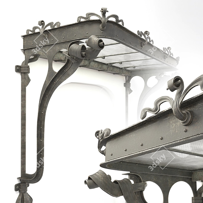 Art-Deco Wrought-Iron Canopy 3D model image 3
