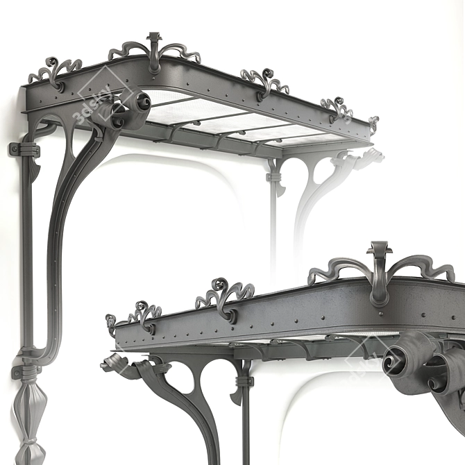 Art-Deco Wrought-Iron Canopy 3D model image 7