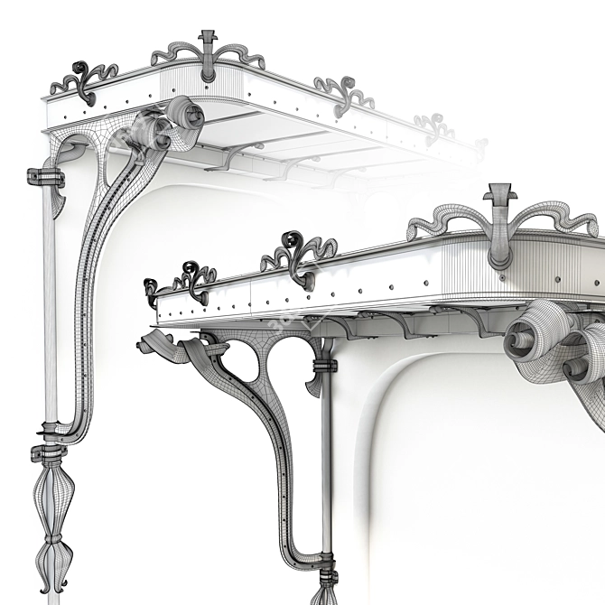 Art-Deco Wrought-Iron Canopy 3D model image 9