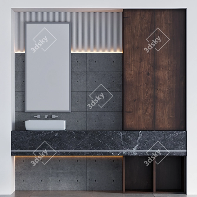 Modern Bathroom Furniture Set 3D model image 1