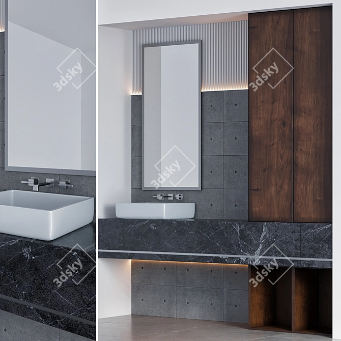 Modern Bathroom Furniture Set 3D model image 2