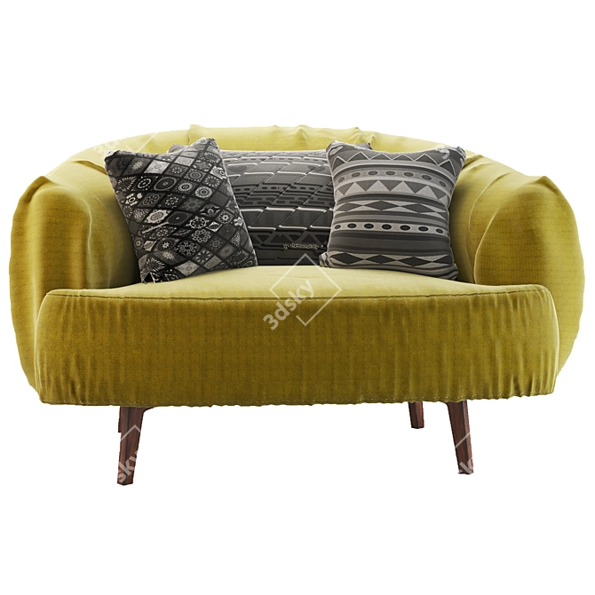 Elegant Fabric Armchair 3D model image 2