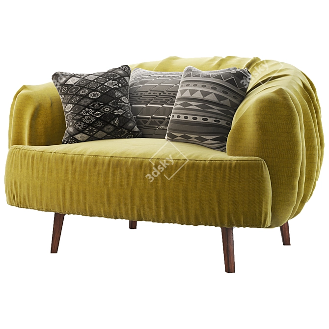 Elegant Fabric Armchair 3D model image 3