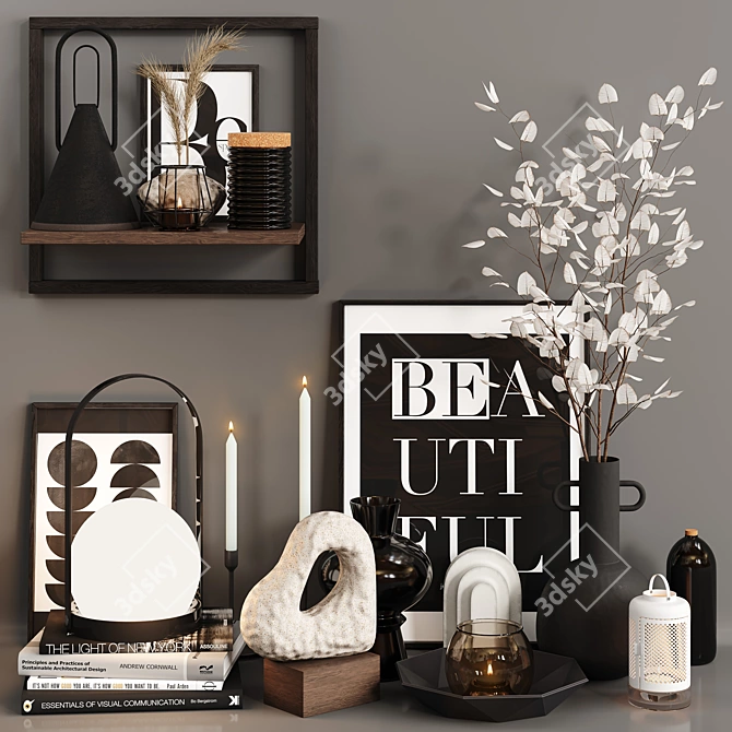 Elegant Decor Set: Vases, Bookends & Candle Holders 3D model image 1
