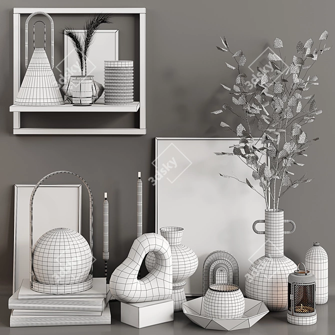 Elegant Decor Set: Vases, Bookends & Candle Holders 3D model image 6