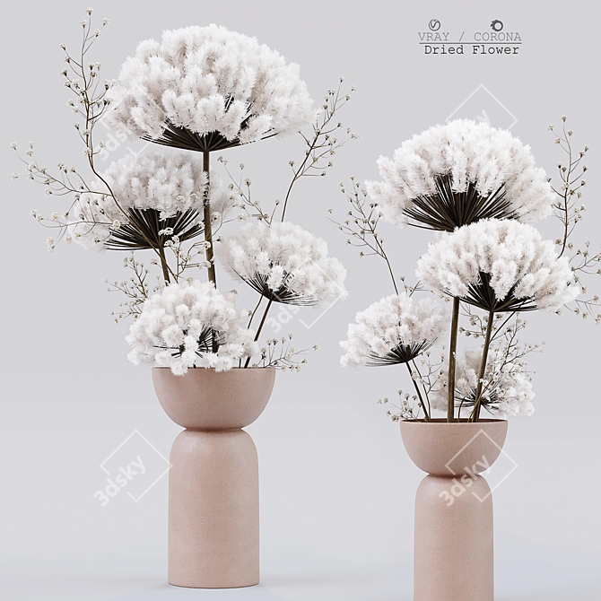 Elegant Dried Floral Arrangement 3D model image 1