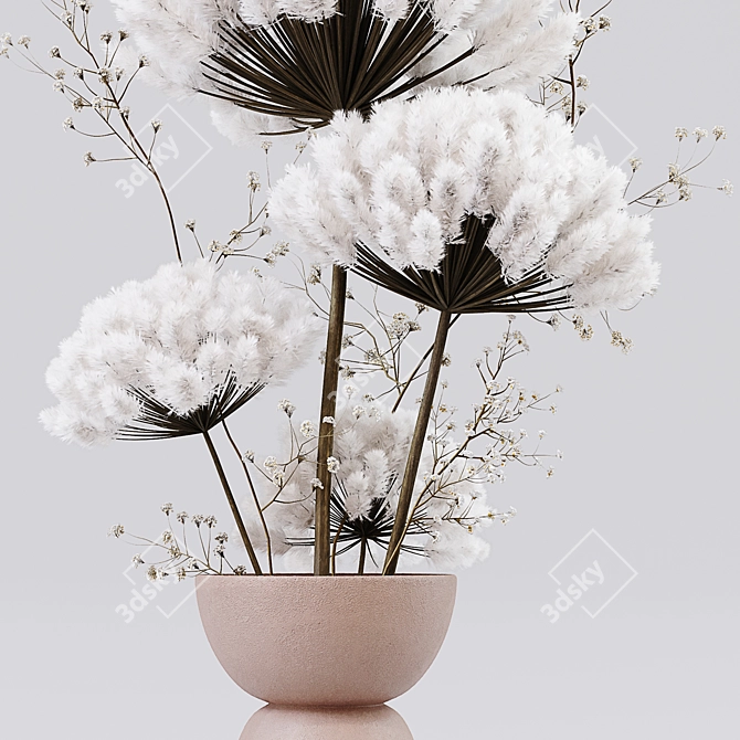 Elegant Dried Floral Arrangement 3D model image 2