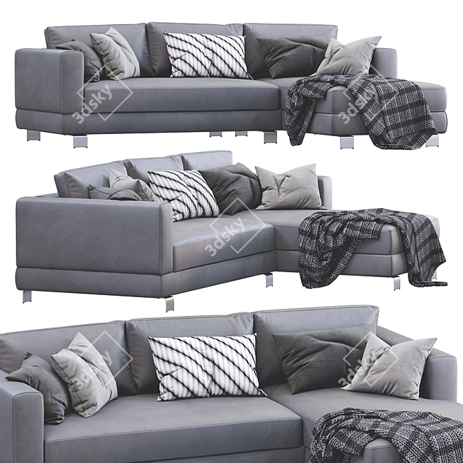 Modern Milan Leather Sofa 3D model image 1