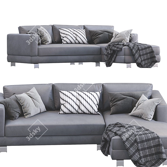 Modern Milan Leather Sofa 3D model image 2