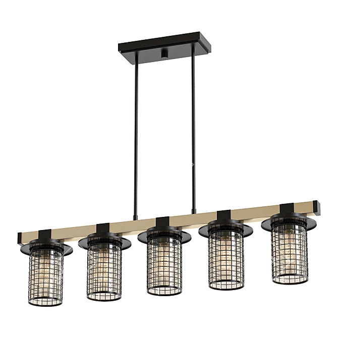 Industrial Iron Linear Chandelier 3D model image 1