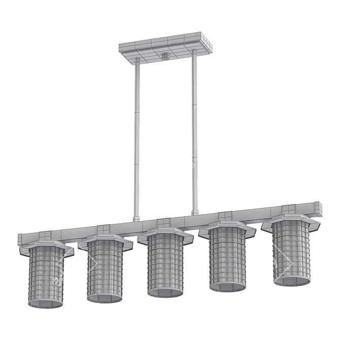 Industrial Iron Linear Chandelier 3D model image 2