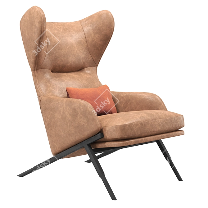 Amos Leather Accent Chair - Stylish and Elegant 3D model image 1