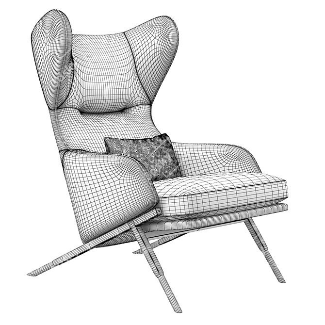 Amos Leather Accent Chair - Stylish and Elegant 3D model image 2