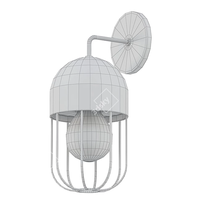 Modern Industrial Cage Wall Sconce 3D model image 2