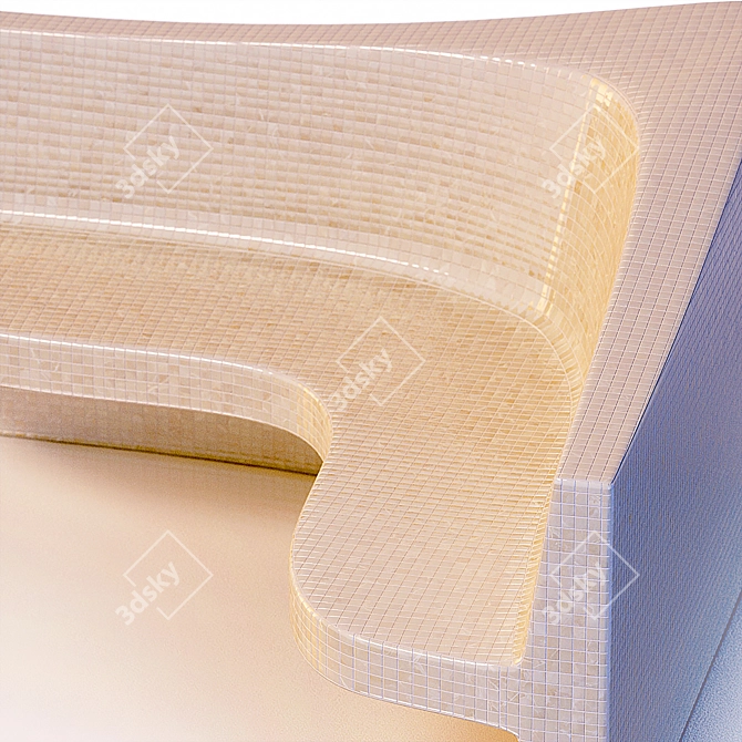 Title: Mosaic Hamam Seat - Comfort in Style 3D model image 2