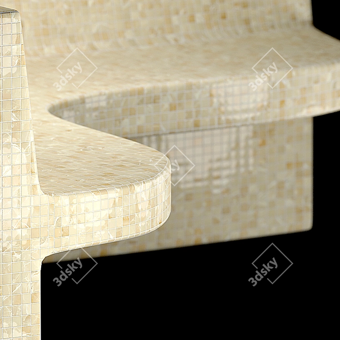 Title: Mosaic Hamam Seat - Comfort in Style 3D model image 6