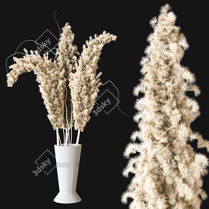Elegant Pampas Grass Bouquet 3D model image 1
