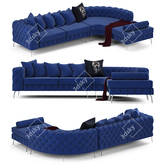 Stylish Chesterfield Corner Sofa 3D model image 1