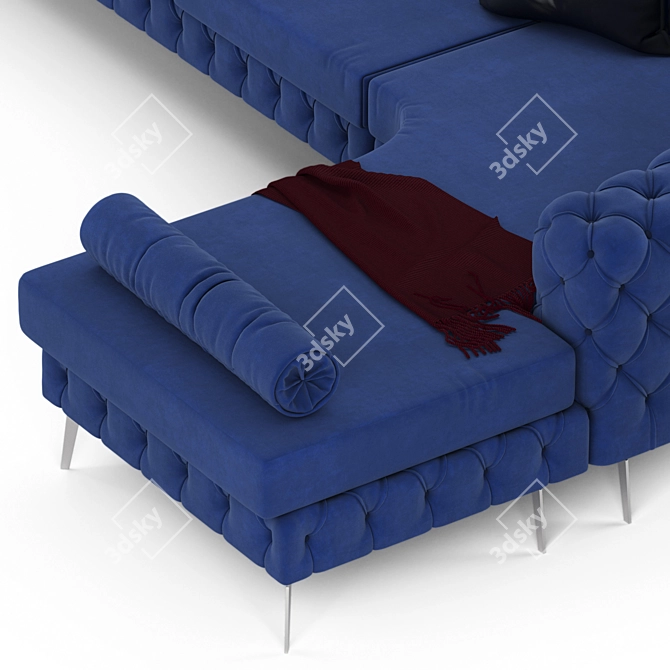 Stylish Chesterfield Corner Sofa 3D model image 2