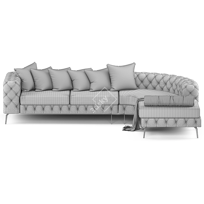 Stylish Chesterfield Corner Sofa 3D model image 5