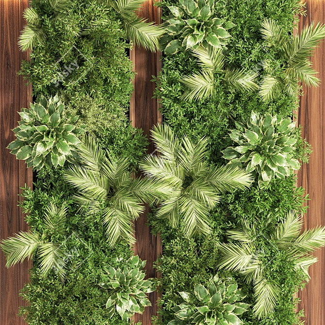 Natural Wood Planks & Vertical Garden 3D model image 3