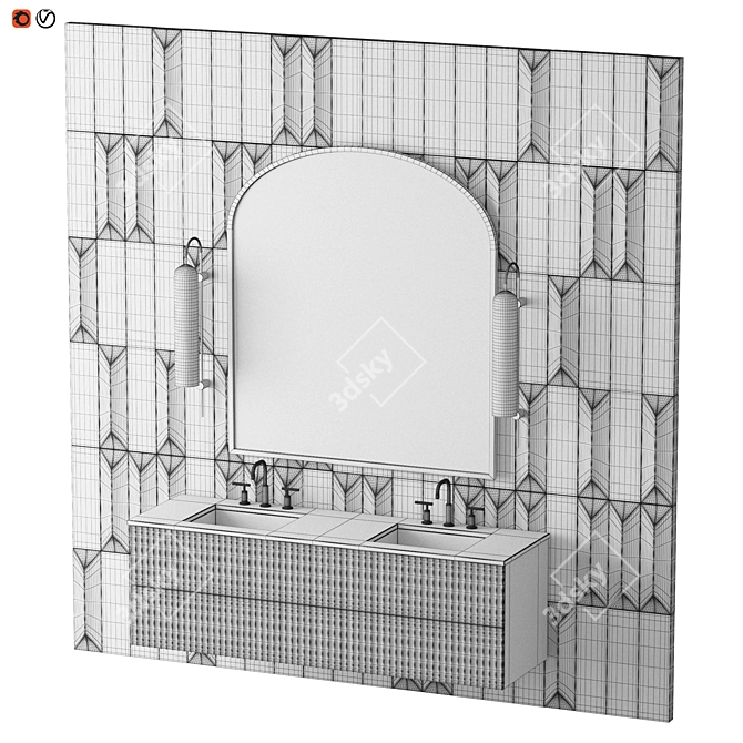 Sleek Bathroom 3D Model 3D model image 2