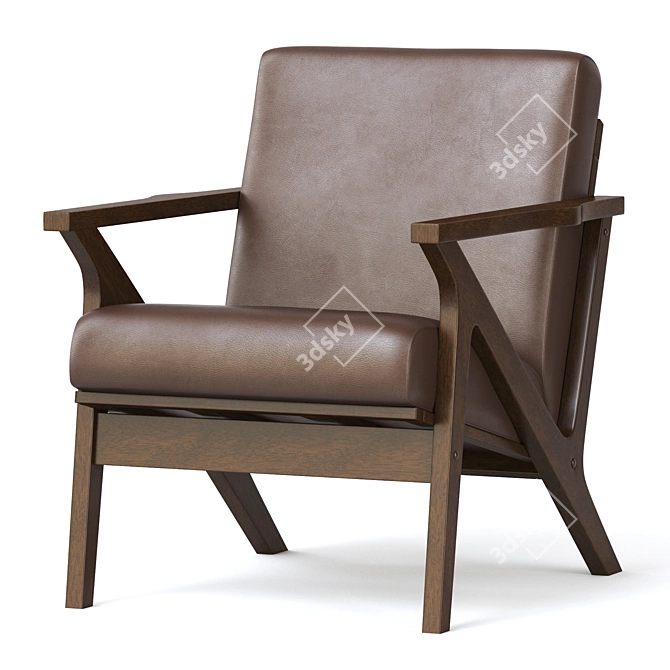 Vintage Distressed Leather Lounge Chair 3D model image 1