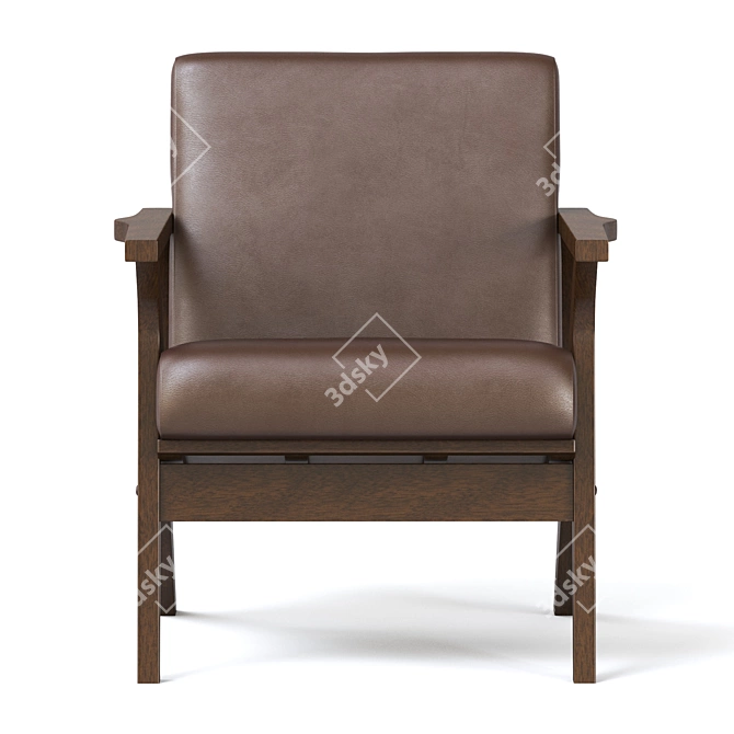 Vintage Distressed Leather Lounge Chair 3D model image 2