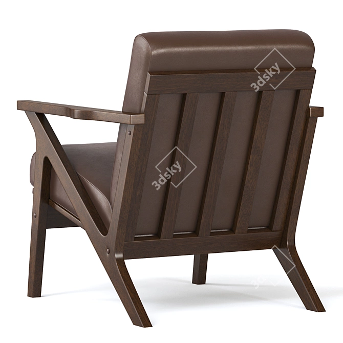 Vintage Distressed Leather Lounge Chair 3D model image 4