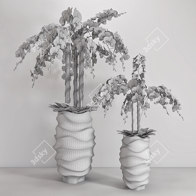 Elegant Orchid Vase 3D model image 3