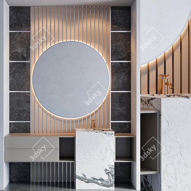 Modern Bathroom Furniture Set 3D model image 1