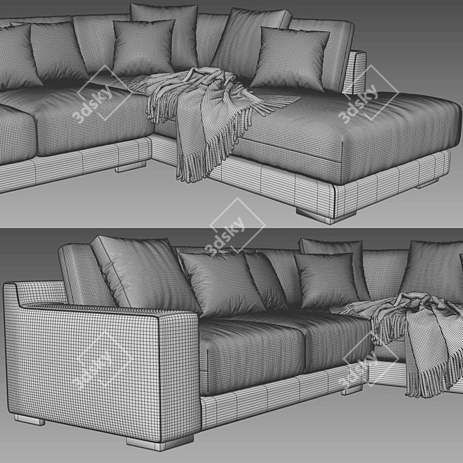 West Elm Dalton Terminal Chaise - Contemporary Comfort for Your Space 3D model image 4