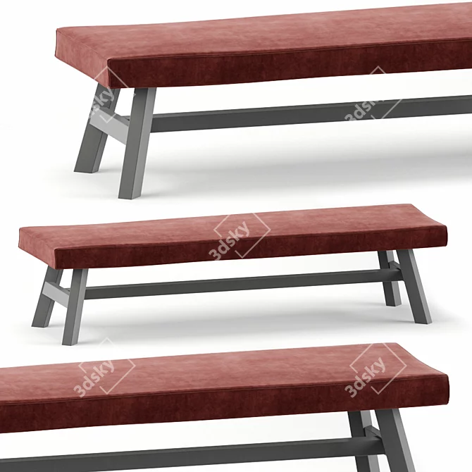 Modern GRAY 15 Upholstered Bench 3D model image 1