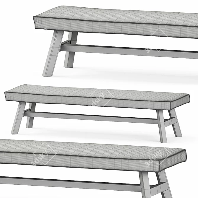 Modern GRAY 15 Upholstered Bench 3D model image 3