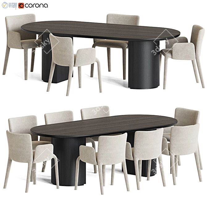 Modern Dining Set 119: Stylish & Versatile 3D model image 1