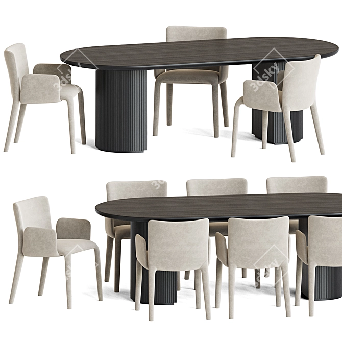 Modern Dining Set 119: Stylish & Versatile 3D model image 2